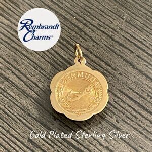 Gold Plated Sterling Silver Bermuda Charm by Rembrandt Round Pendant Charm